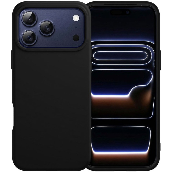 Husa pentru Apple iPhone 17 Pro, Color Shield, Interior de catifea, Suprafata aderenta, Protectie antisoc, Margini ridicate, Regular Fit, Silicon, Negru