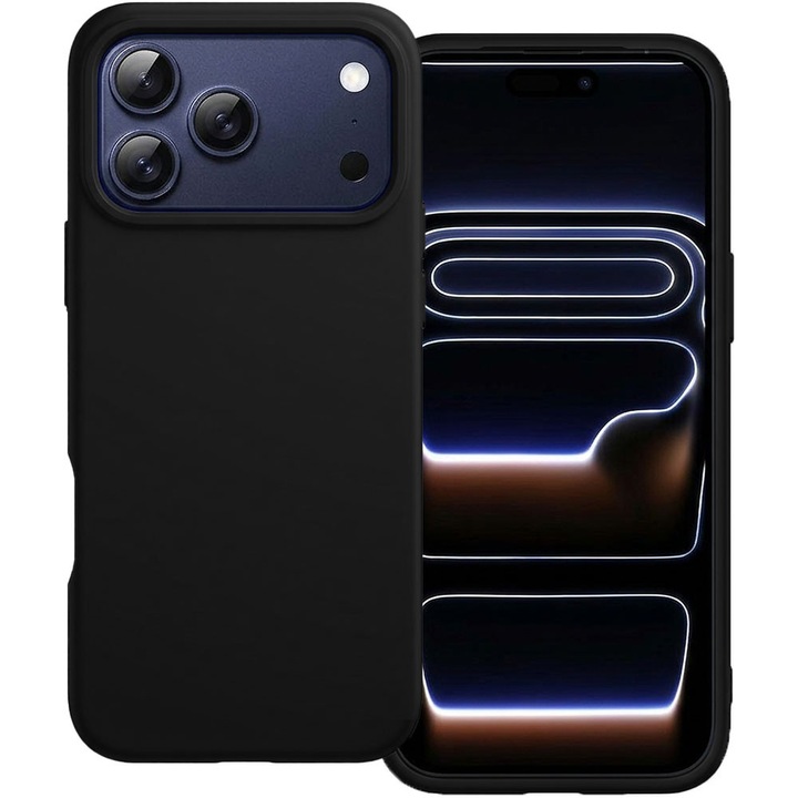 Husa pentru Apple iPhone 17 Pro Max, Color Shield, Interior de catifea, Suprafata aderenta, Protectie antisoc, Margini ridicate, Regular Fit, Silicon, Negru