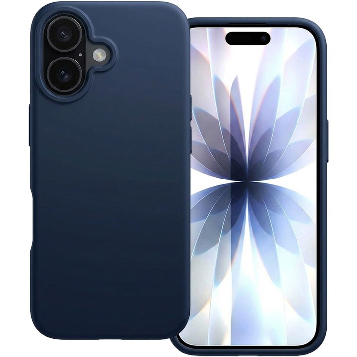 Husa pentru Apple iPhone 17, Color Shield, Interior de catifea, Suprafata aderenta, Protectie antisoc, Margini ridicate, Regular Fit, Silicon, Albastru inchis
