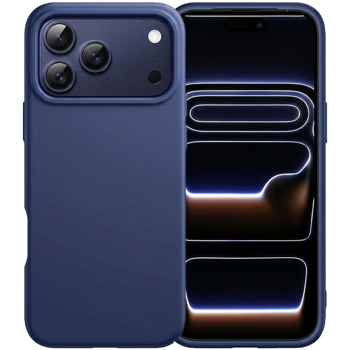 Husa pentru Apple iPhone 17 Pro, Color Shield, Interior de catifea, Suprafata aderenta, Protectie antisoc, Margini ridicate, Regular Fit, Silicon, Albastru inchis