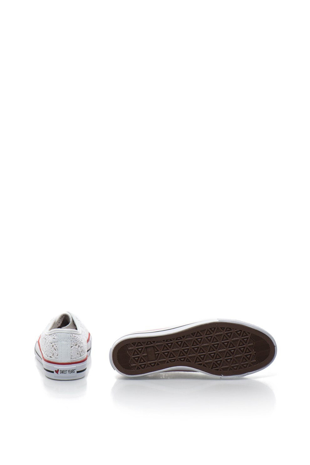 Sweet Years, Csipkés plimsolls cipő, FehérFeketePiros, 37 Sweet Years, Csipkés plimsolls cipő, FehérFeketePiros, 37
