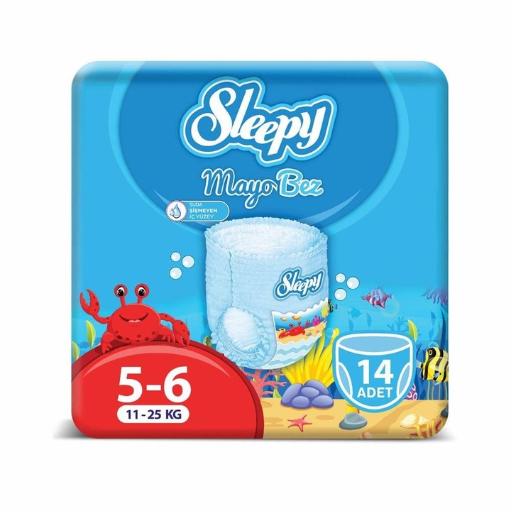 Set 2 x 14 Scutece Chilotel pentru Apa Sleepy, Marimea 5-6, 11-25 kg