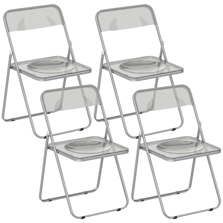 Scaun pliabil, HOMCOM, Acril, Otel, 47 x 48 x 75 cm, Gri