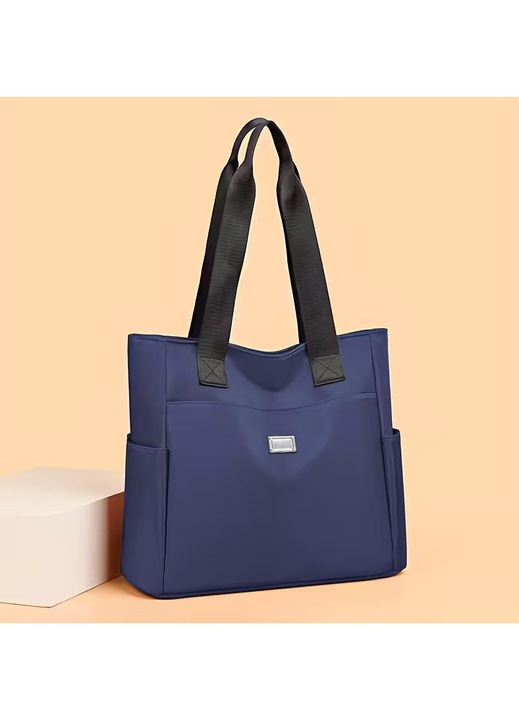 LUXWTB Geanta de umar multifunctionala pentru femei, tote bag albastru din nailon, buzunare multiple, organizare compartimentata – ideala pentru naveta zilnica si cadouri festive