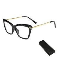 Ochelari protectie calculator, AFKSMILE, Ochelari blocare a luminii albastre, Cu carcasa rigida, Anti oboseala ochilor si stralucire UV400, Fara dioptrii, Model cat-eye, Unisex, Pentru telefon, calculator, televizor, Plastic, Negru