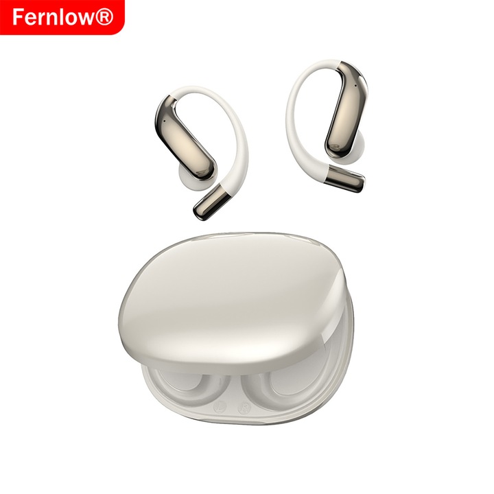 Fernlow AI fordító vezeték nélküli fülhallgató, Bluetooth 6.1, futáshoz és üzleti célokra alkalmas, in-ear modell, kihangosító mikrofon, minden telefonnal kompatibilis, USB Type-C port, érintésvezérlés, IPX5, alacsony késleltetés játékhoz, Fehér