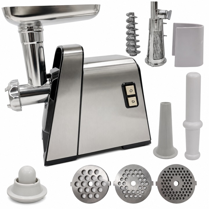 Masina electrica tocat carne, Inox 3800W, 3 site, accesorii incluse