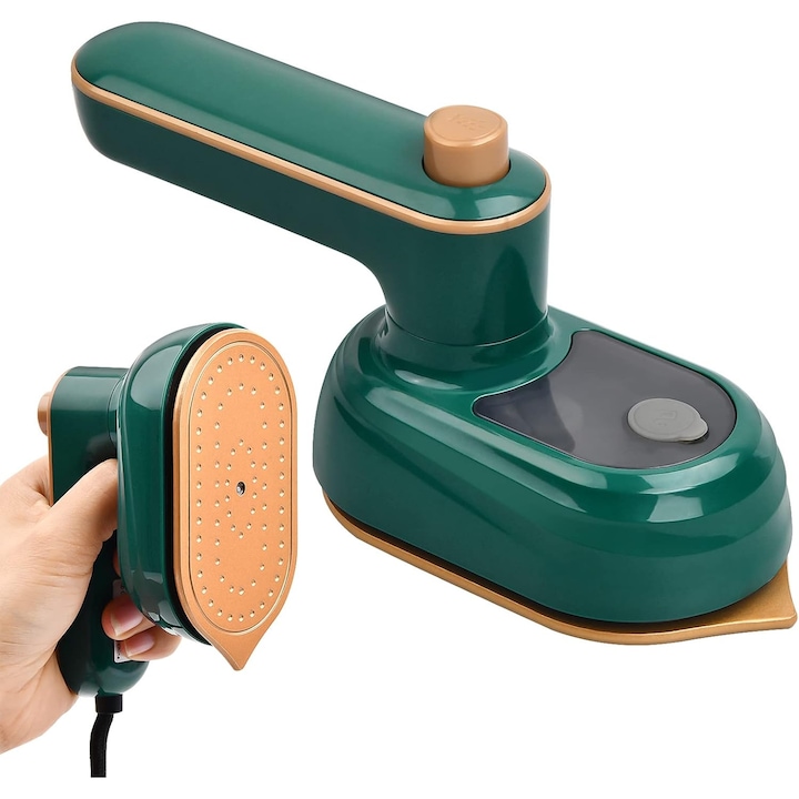 Mini Fier de Calcat OEM MY-011 cu Abur, Portabil, Pliabil, Rezervor de 50 ml, Potrivit pentru Calcare Uscata si Umeda, Ideal pentru Calatorii, Verde