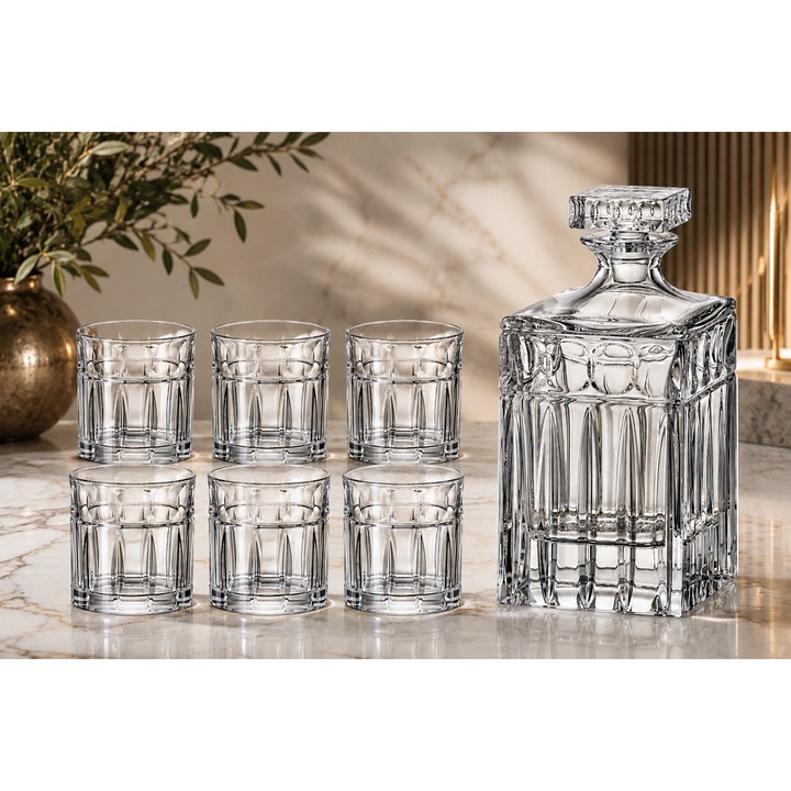 Setul de Pahare Cristal Bohemia cu Sticla Whisky Paul
