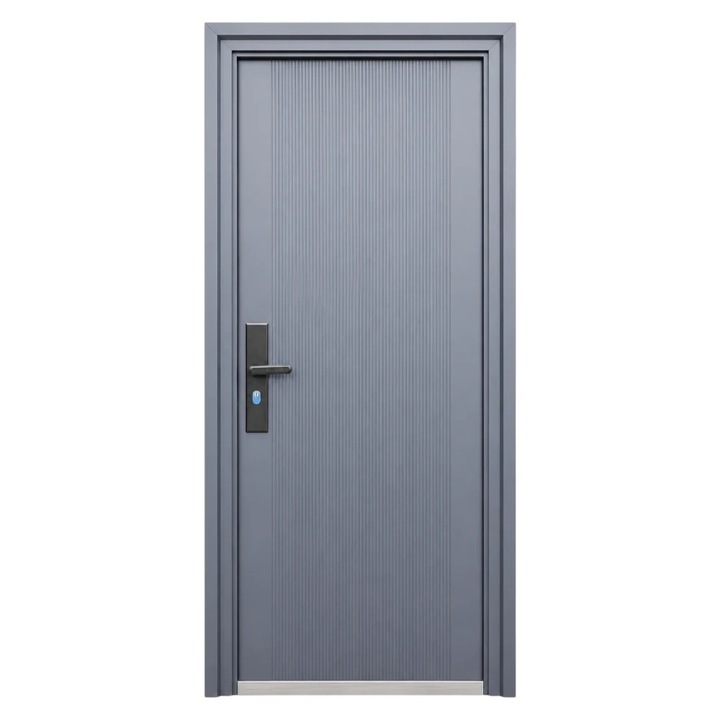 Usa metalica de exterior cu izolatie si vizor Novo Doors ND6003, deschidere dreapta, tabla 0.5 mm, prag din inox, balamale si clanta incluse, pentru casa si apartament, Gri Antracit
