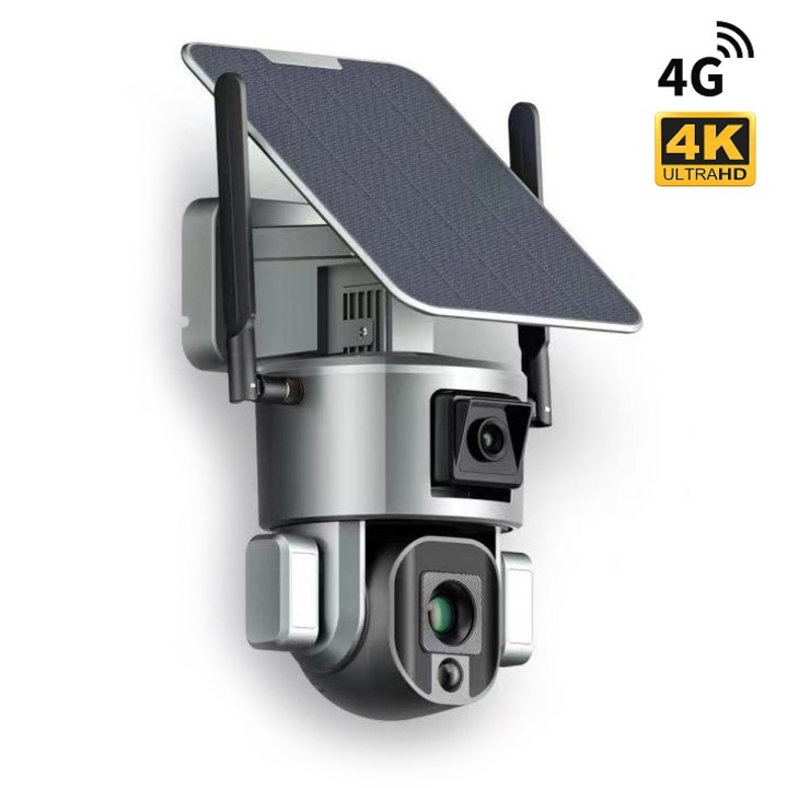 Secutek SHT-SPB5-4G 4G kettős PTZ IP kamera akkumulátorral és napelem panellel