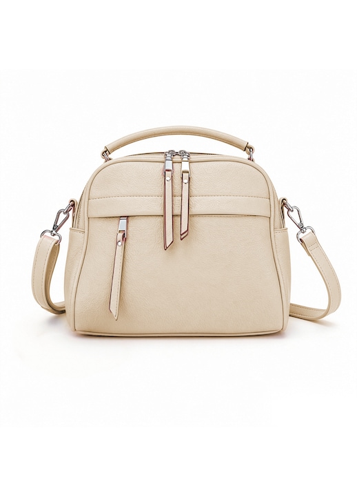 Geanta dama BOLUAMPHC®, Crossbody, 5 compartimente, Curea reglabila, Impermeabil, Usor de curatat, Fermoare metalice, Pentru portofele, telefoane mobile, machiaj, 28*22*12 cm, Bej