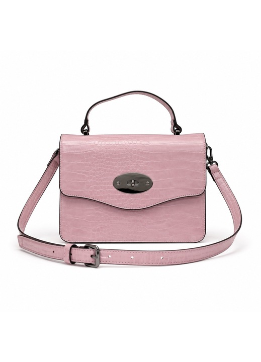 Geanta dama BOLUAMPHC® Crossbody si De umar, 2 compartimente, Curea reglabila, Impermeabil, Textura speciala a pielii, Fermoare metalice, Pentru portofele, telefoane mobile, machiaj, Roz