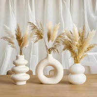 Set de 3 vaze, AFKSMILE, Design in forma de tartacuta, Mat, Stil minimalist nordic, Ornament decorativ elegant, Corpul este gros, Durabil, Lux discret, Pentru centre de masa, decoratiuni de nunta, sufragerii, birouri, Ceramica, Alb