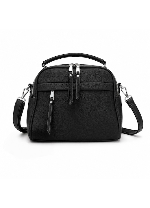 Geanta dama BOLUAMPHC®, Crossbody, 5 compartimente, Curea reglabila, Impermeabil, Usor de curatat, Fermoare metalice, Pentru portofele, telefoane mobile, machiaj, 28*22*12 cm, Negru