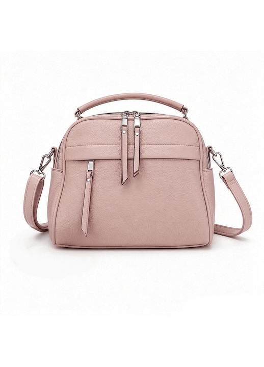 Geanta dama BOLUAMPHC®, Crossbody, 5 compartimente, Curea reglabila, Impermeabil, Usor de curatat, Fermoare metalice, Pentru portofele, telefoane mobile, machiaj, 28*22*12 cm, Roz