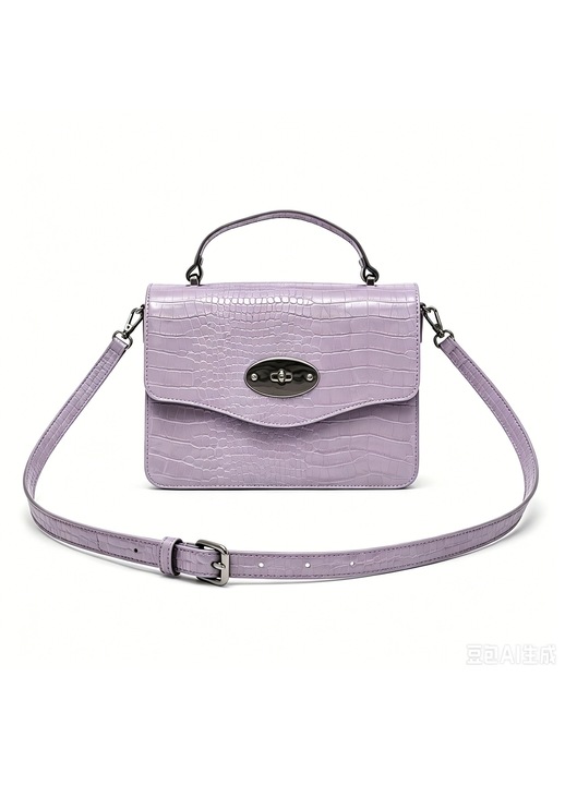 Geanta dama BOLUAMPHC® Crossbody si De umar, 2 compartimente, Curea reglabila, Impermeabil, Textura speciala a pielii, Fermoare metalice, Pentru portofele, telefoane mobile, machiaj, Mov