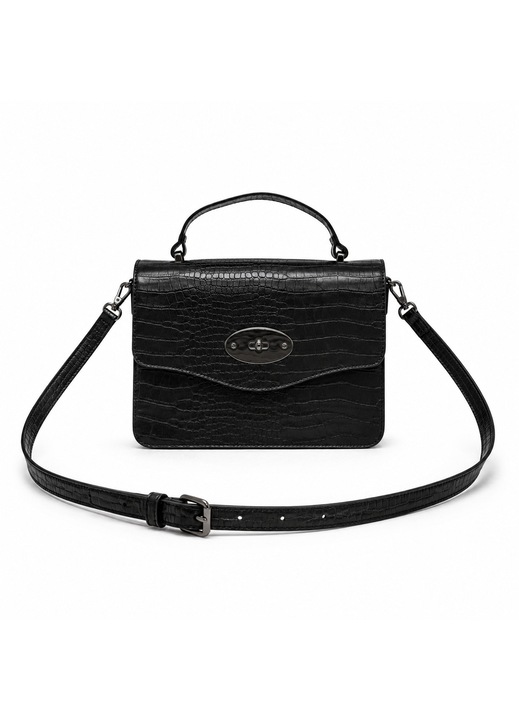 BOLUAMPHC® Női Crossbody és Válltáska, 2 rekesz, Állítható pánt, Vízálló, Speciális bőr textúra, Fém cipzárak, Pénztárcákhoz, mobiltelefonokhoz, sminkhez, Fekete