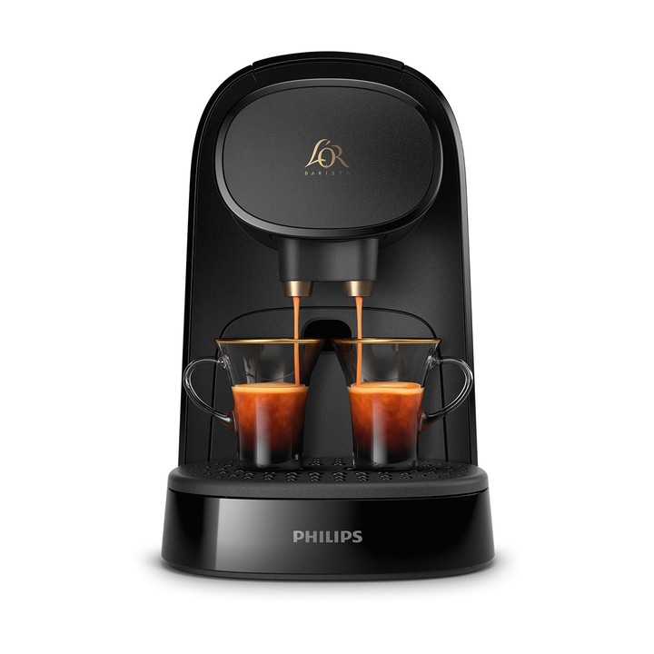 Filtrul de cafea Philips L'OR Barista Capsules, negru, compatibil cu capsule Nespresso®, 1-2 cesti in acelasi timp, calitate adevarata espresso (LM8012/66)