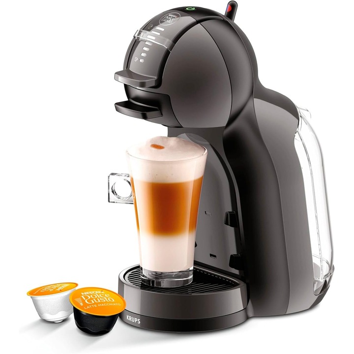 Krups Nescafe Dolce Gusto Mini Me aparat de capsule de cafea cu presiune de 15 bar, capacitate 0, 8 l bauturi reci sau calde, Play & Select, termobloc, 35 tipuri de cafea, negru, KP1238