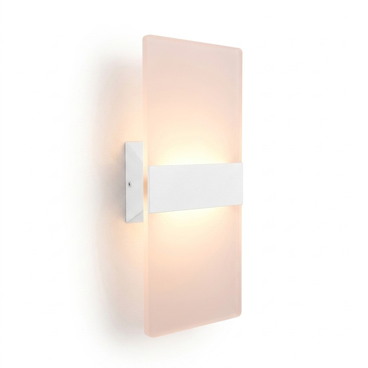 LED fali lámpa, modern design, 12W, meleg fehér fény (3000K), akril lámpaernyő, beltéri használatra, fehér
