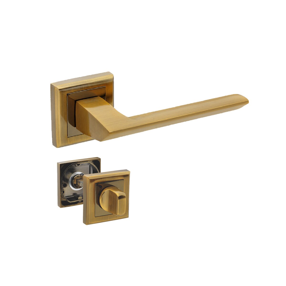 Set manere usa ASPECTO cu incuietoare, nuanta cafea