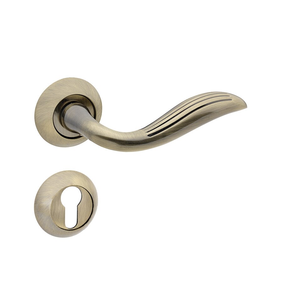 Set manere usa PASSADO cu rozeta rotunda pentru cheie, bronz antic