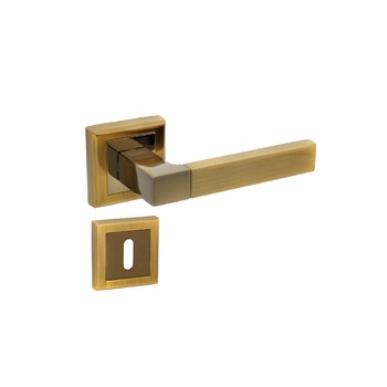 Set manere usa STRICTO cu rozeta patrata pentru cheie, nuanta cafea 1 Set manere usa STRICTO cu rozeta patrata pentru cheie, nuanta cafea 1