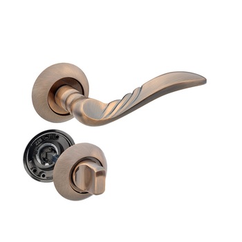 Set manere usa VENTO cu incuietoare, cupru antic Set manere usa VENTO cu incuietoare, cupru antic