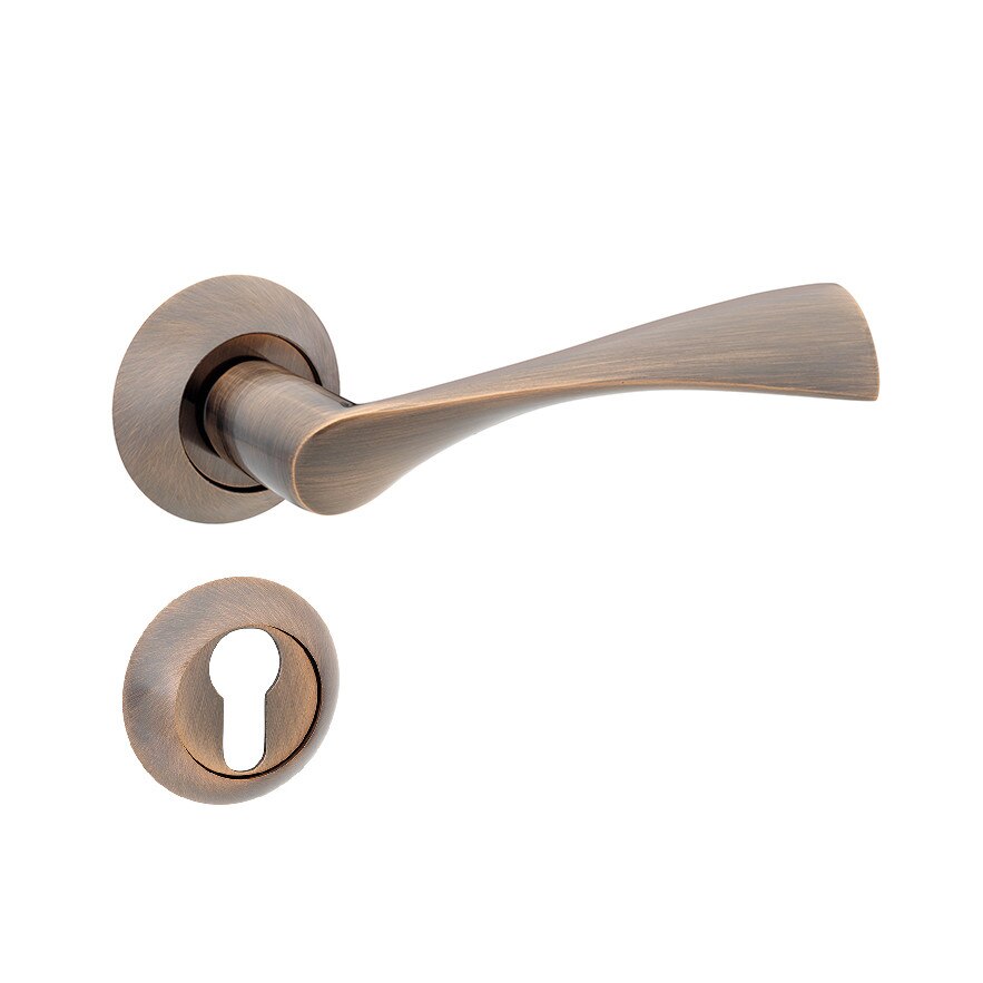 Set manere usa CLASSICO,rozeta rotunda gaura cheie, cupru antic