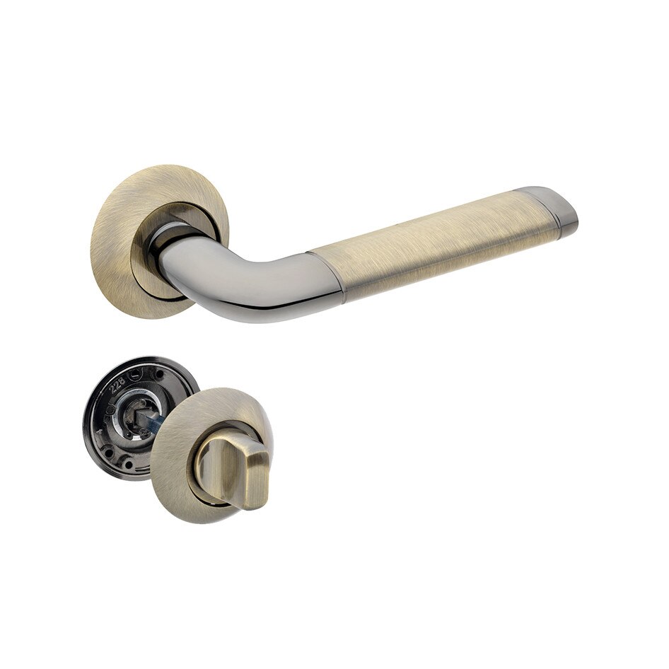 Set manere usa LINDO cu incuietoare, bronz antic