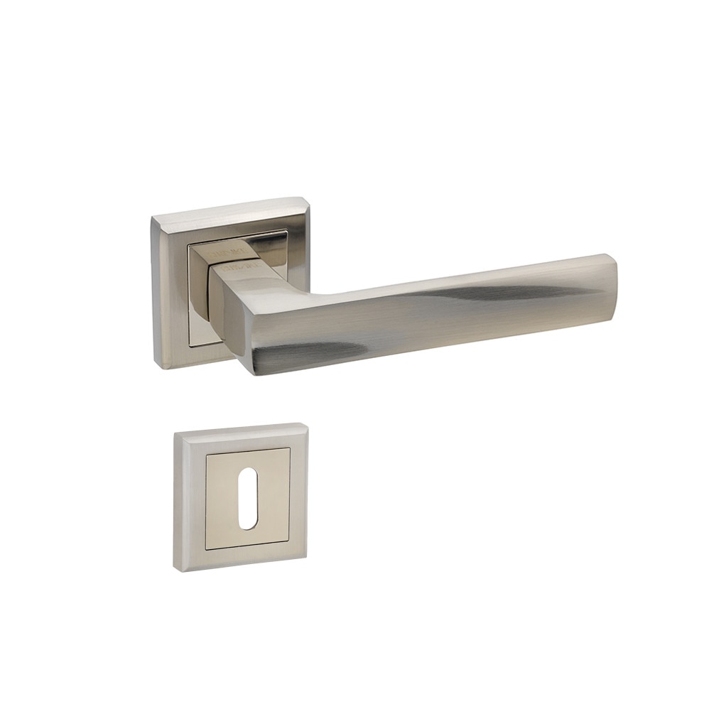 Set manere usa LIMPO cu rozeta patrata pentru cheie, crom satinat