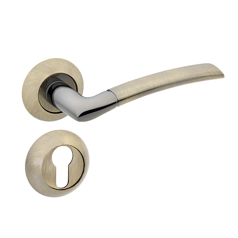 Set manere usa FINO cu rozeta rotunda pentru cheie, bronz antic 1