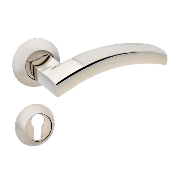 Set manere usa SOLIDO cu rozeta rotunda pentru cheie, crom satinat 1