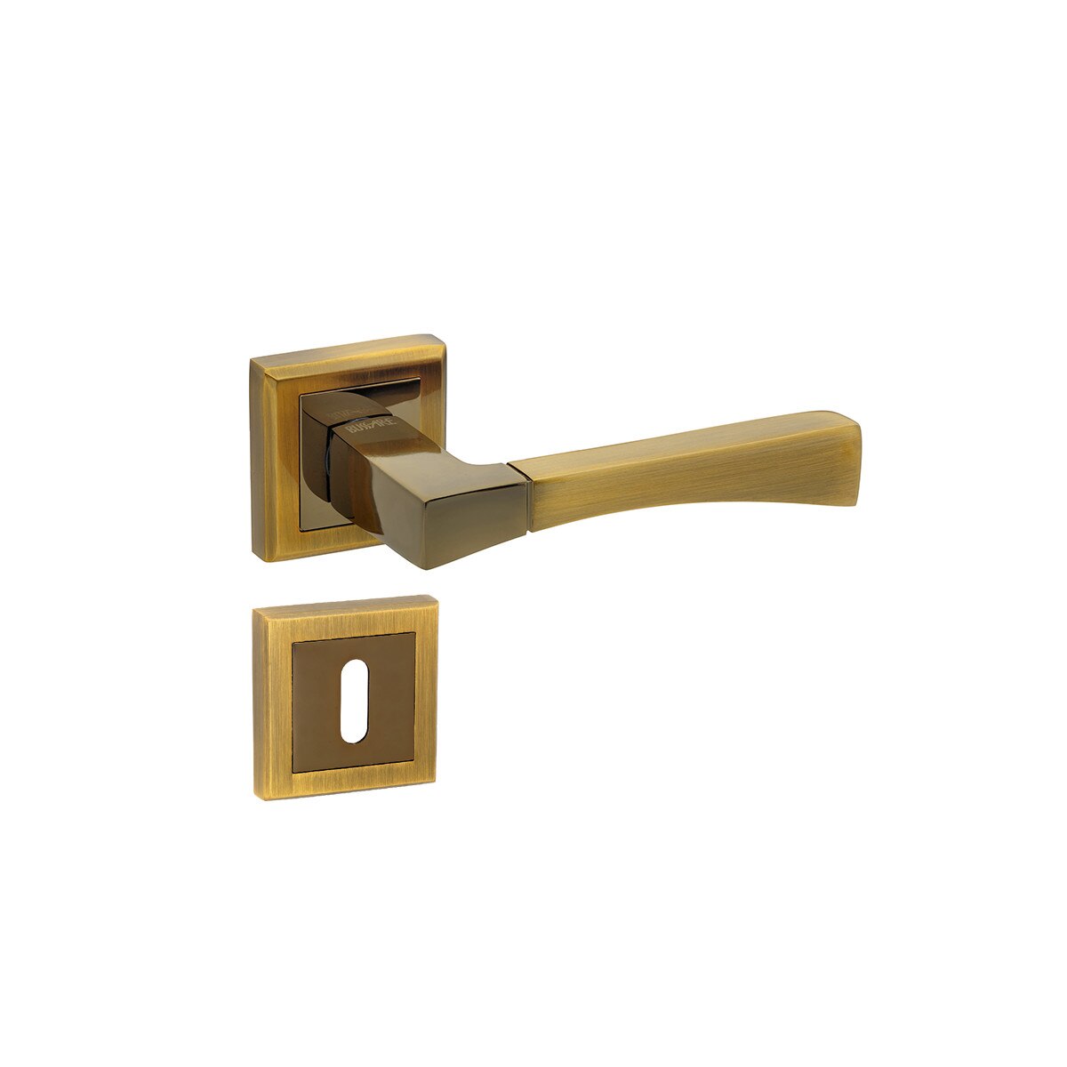 Set manere usa STRICTO cu rozeta patrata pentru cheie, nuanta cafea