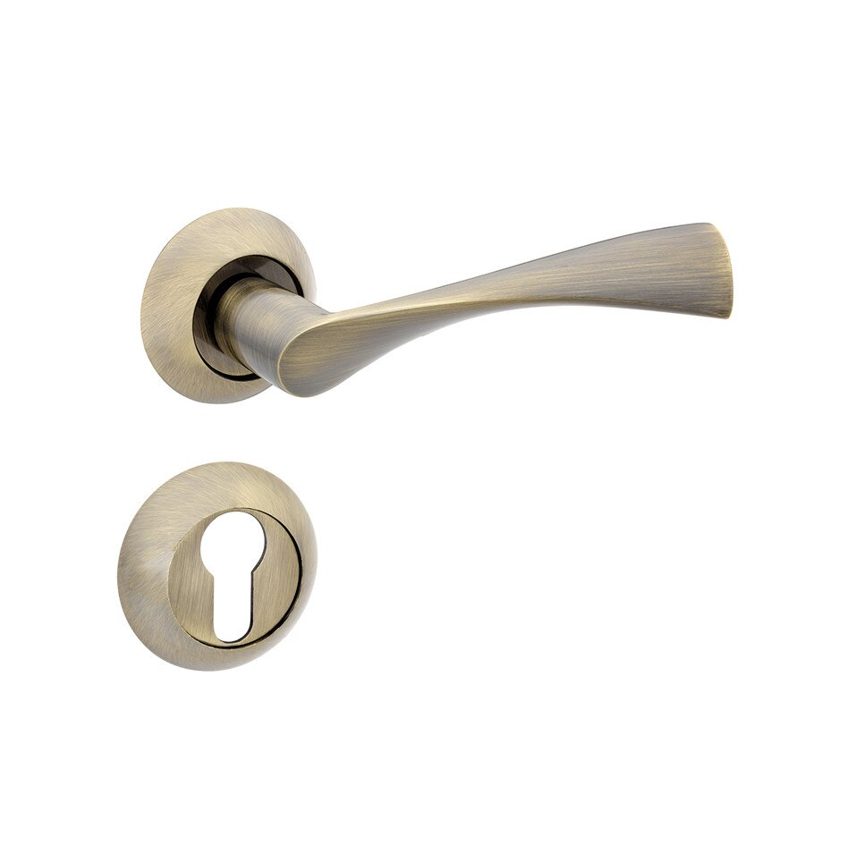 Set manere usa CLASSICO cu rozeta rotunda pentru cheie, bronz antic 1