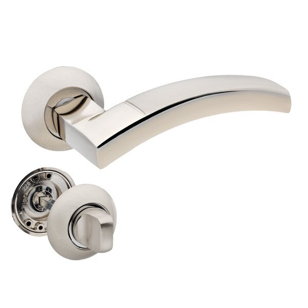 Set manere usa SOLIDO cu incuietoare, crom satinat