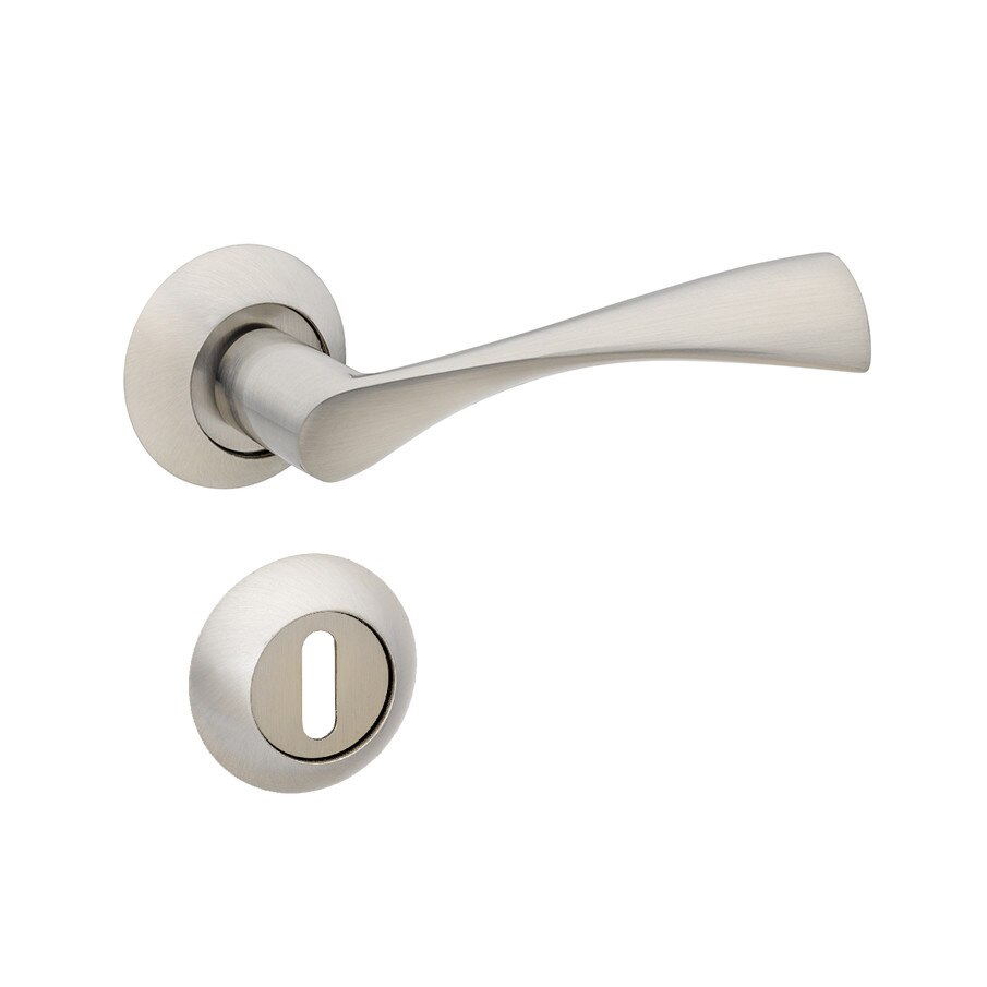 Set manere usa CLASSICO cu rozeta rotunda pentru cheie, crom satinat