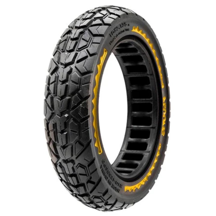 Cauciuc plin 10x2.125-6.5 off-road pentru trotineta electrica Xiaomi Mi 4 Ultra, Xiaomi Mi 4 Lite Gen2, Ninebot F20, Ninebot D28E, Ninebot D38E, Nedong, Negru/Galben