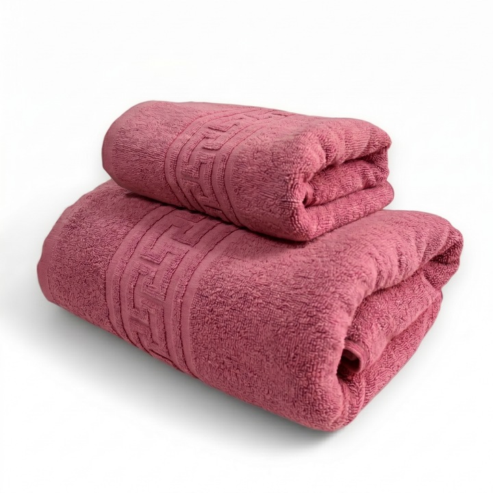 2 db TextiLici Ultra Soft Törölköző Szett – 100% Pamut, Dupla Szál, 500 g/m² – 50x90 cm + 70x140 cm, púderrózsaszín