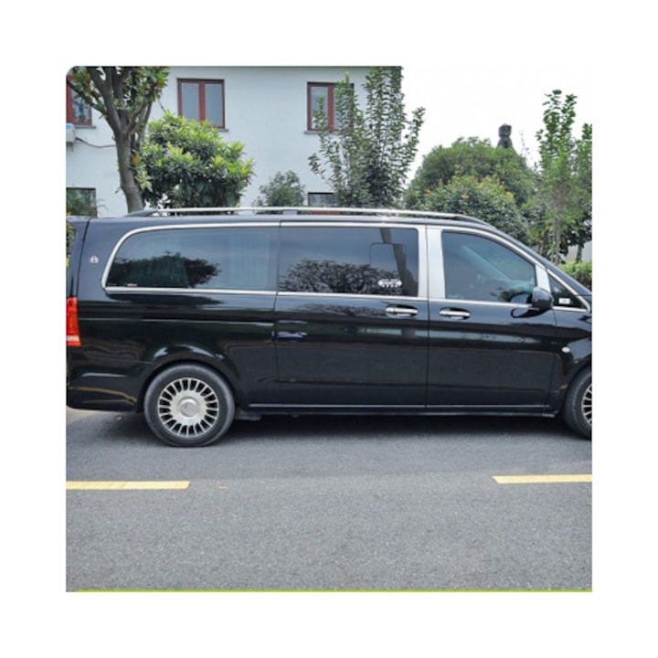 Set bare portbagaj longitudinale aluminiu auto compatibile Mercedes Vito si Clasa V W639 W447 lung, Negru