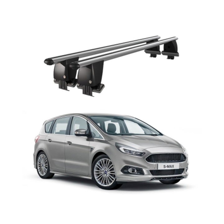 Bare transversale portbagaj auto aluminiu compatibile plafon neted Ford S-Max II 2015-> argintii sau negre Cod: CB200101 Kit-108