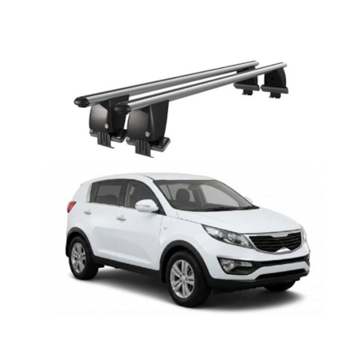 Bare transversale portbagaj auto aluminiu compatibile plafon neted Kia Sportage SL 2010-2013 argintii sau negre, Negru