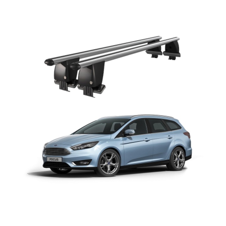 Bare transversale portbagaj auto aluminiu compatibile plafon neted Ford Focus III Combi 2011-2018 argintii sau negre Cod: CB200101 Kit-103