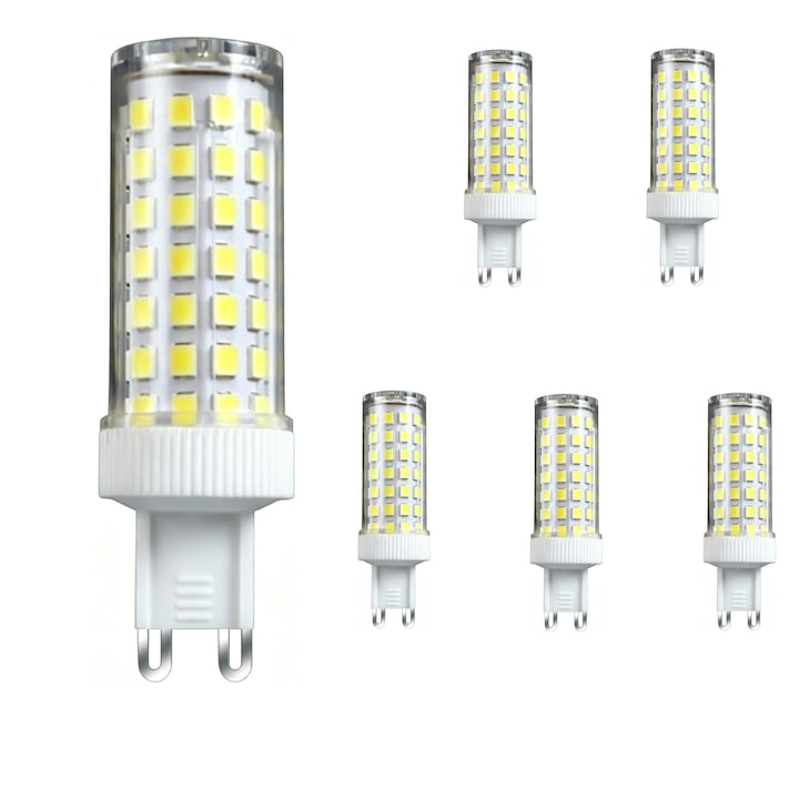 6 db G9 LED izzó készlet, KATITFENXK®, 10W 220V, Színhőmérséklet 3000-6500K, Fehér