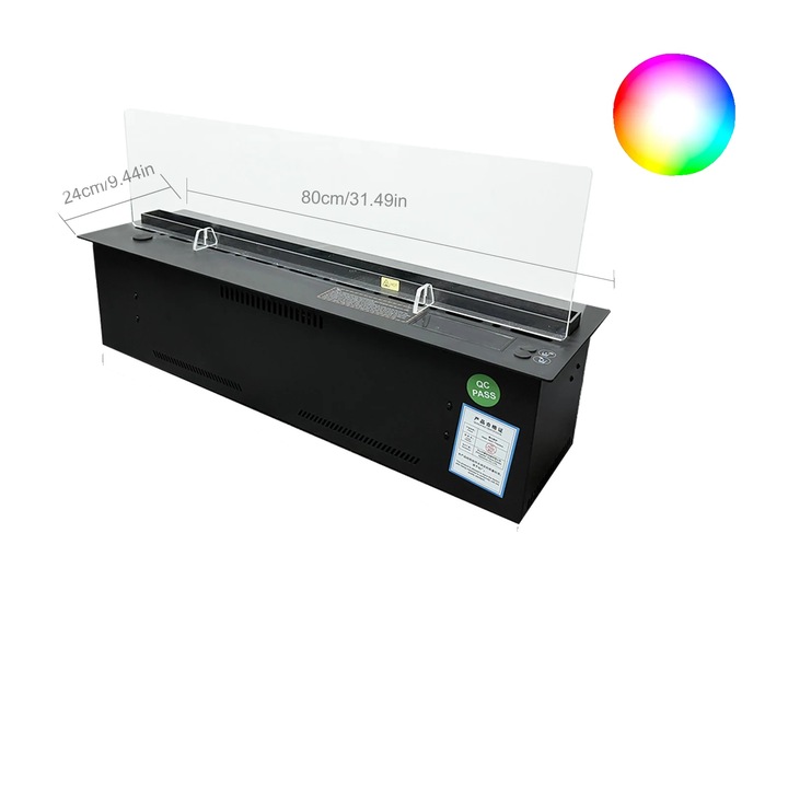 Umidificator vapor apa, efect flacara LED, 800x31.5cm, multicolor