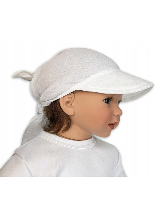 Batic muselina Dartomik alb 74x45cm cu cozoroc copii
