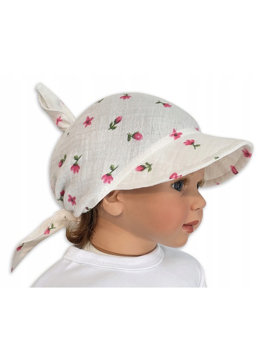 Batic muselina Dartomik, cu cozoroc, subtire, floral, 74x45cm, unisex copii