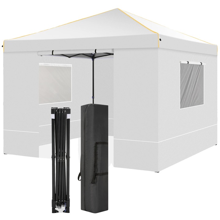 Pavilion gradina, 210D Oxford, alb, 3x3m, rezistent apa, cadru otel