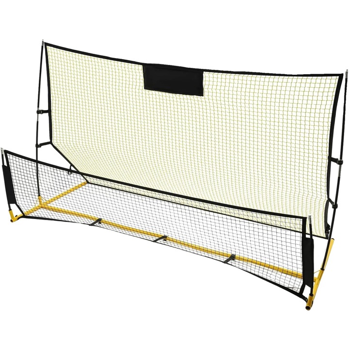 Plasa antrenament fotbal, dubla, bej, reglabila, stabila